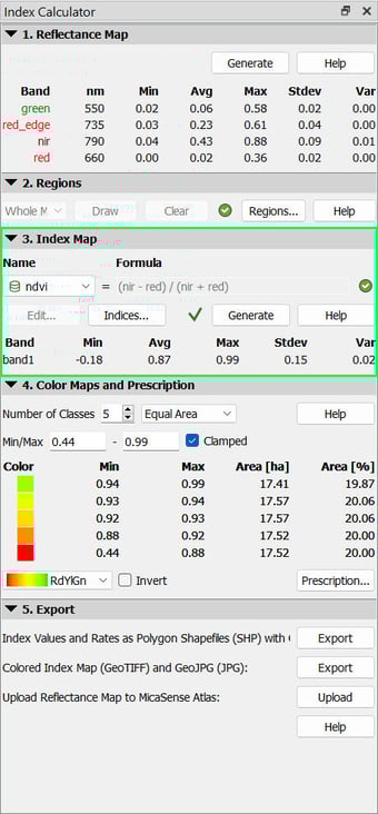 Index Map Index Calculator PIX4Dmapper