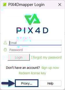 PIX4Dmapper Proxy button at Login Window.jpg