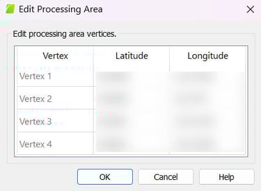 Edit Processing Area window in PIX4Dmapper
