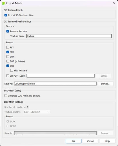 Export Mesh window in PIX4Dmapper.jpg
