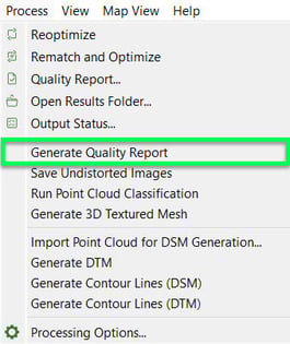PIX4Dmapper generate quality report