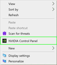 NVIDIA control panel