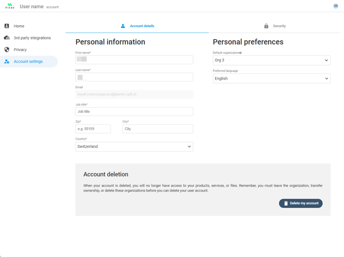 Modify personal information