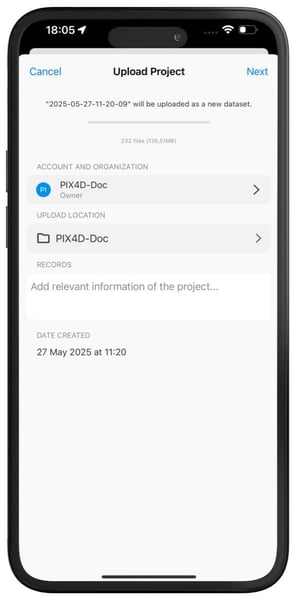 Upload project from PIX4Dcatch