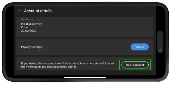 PIX4DcapturePro_Delete_3_delete_account