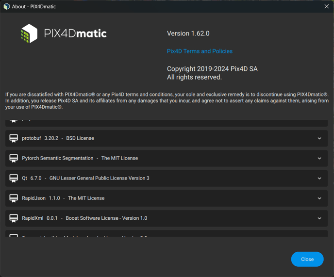 Pix4D およびポリシー