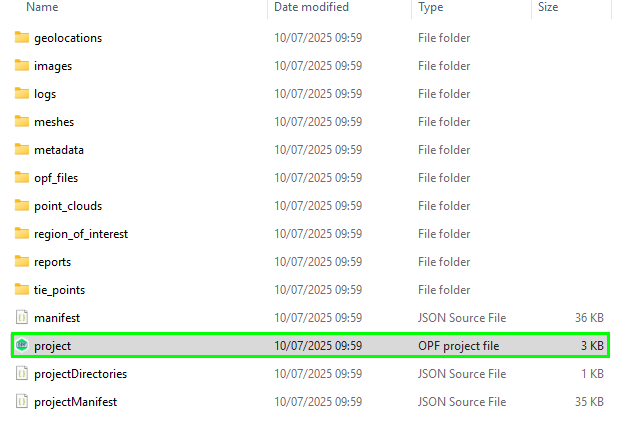 project.opf file in File Explorer