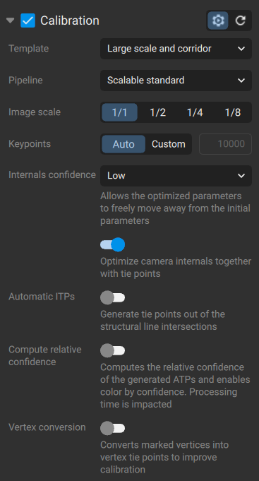 Calibration settings in PIX4Dmatic