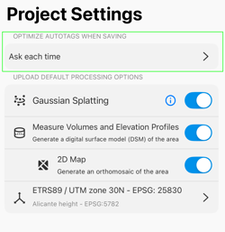 project settings options