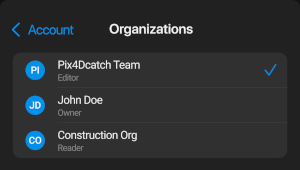organizations menu