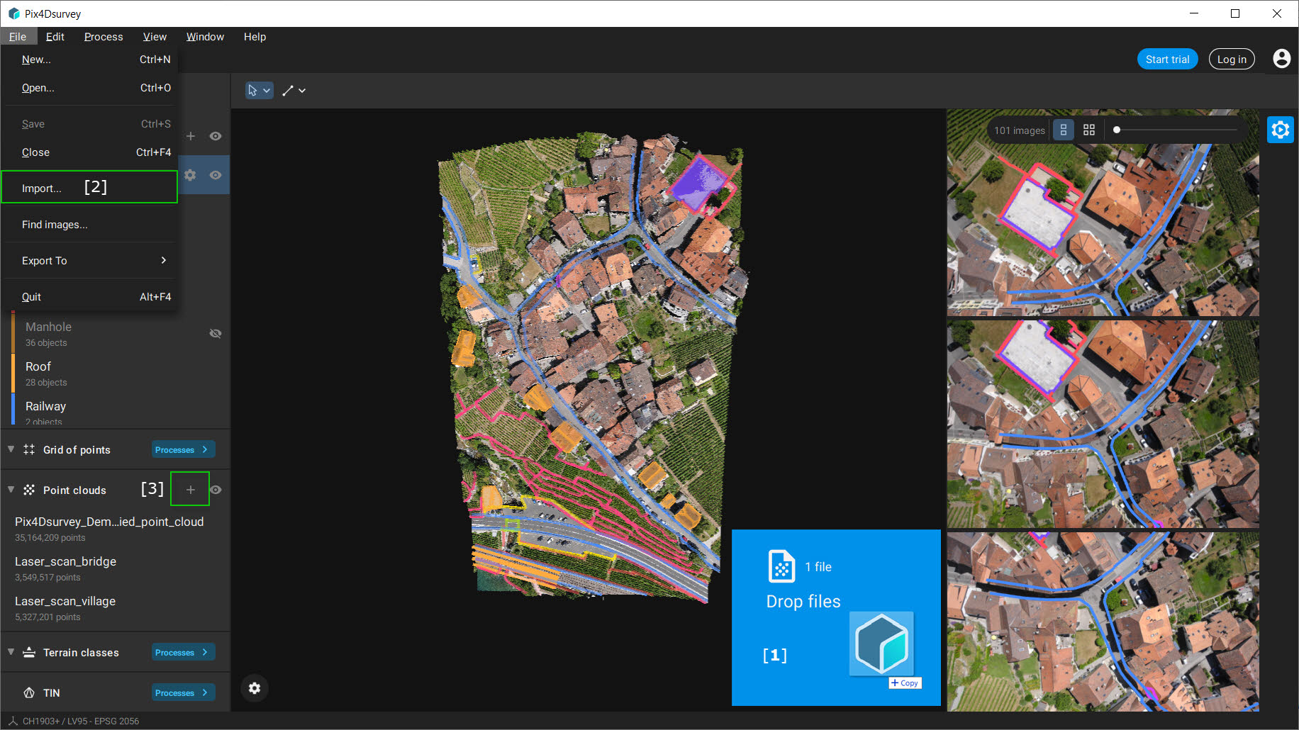 Pix4Dsurvey import point cloud