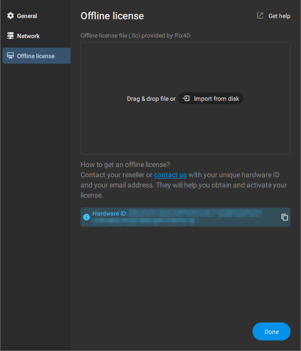 PIX4Dmatic preferences offline