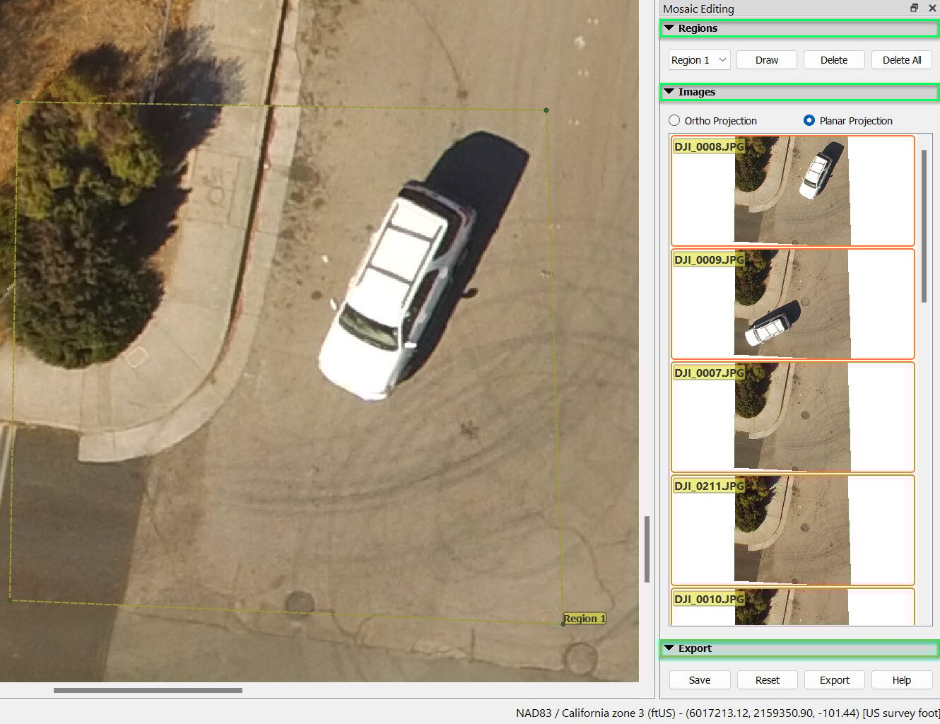 Mosaic Editing sidebar region image export PIX4Dmapper.jpg