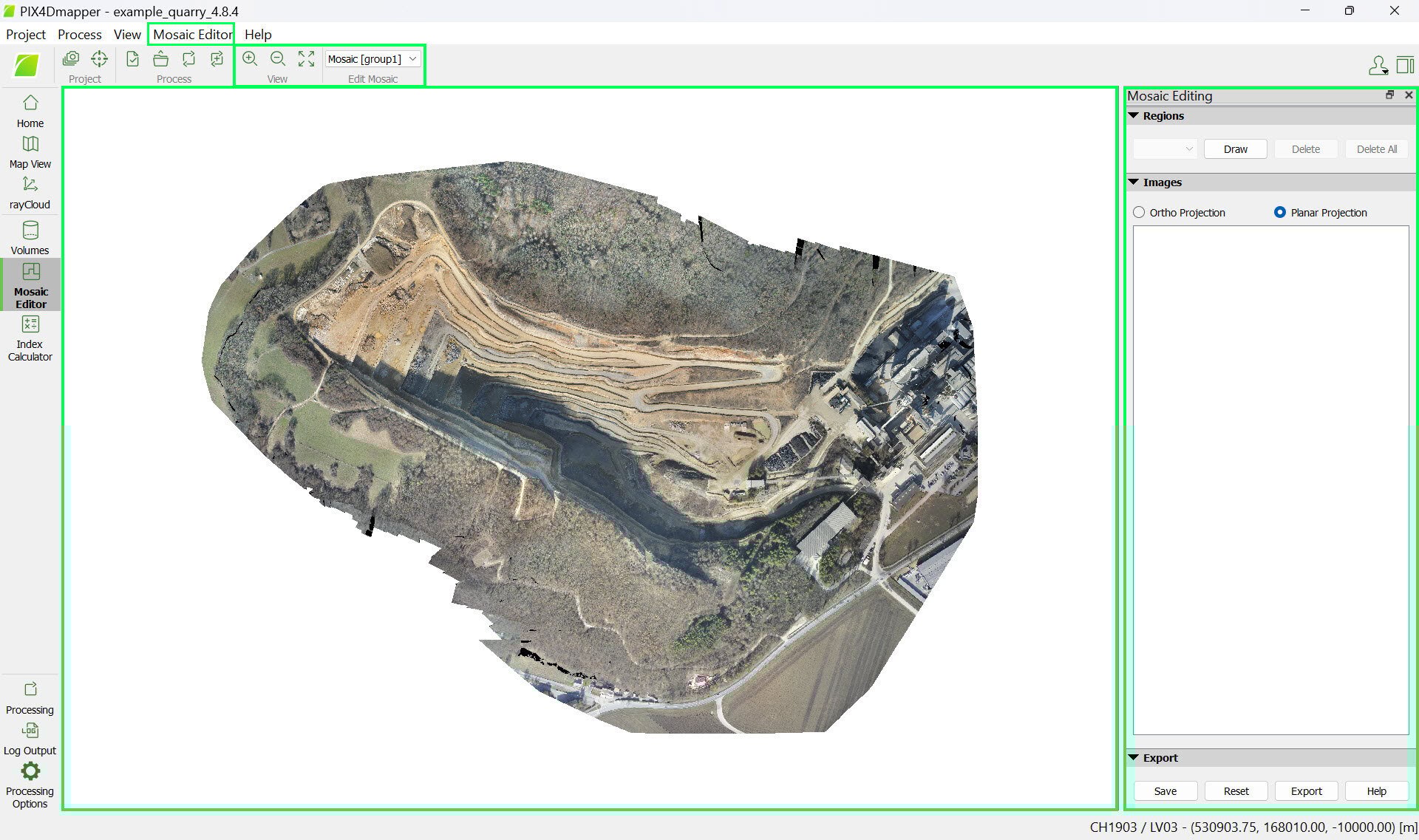 Mosaic Editor Ortho window PIX4Dmapper