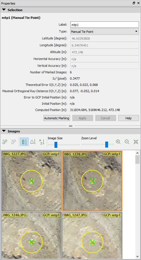 rayCloud new tie point after apply