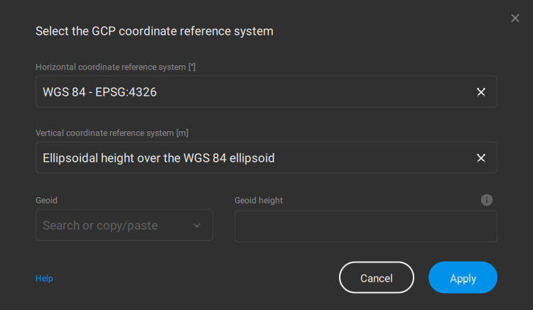 Pix4Dmatic 座標系楕円体