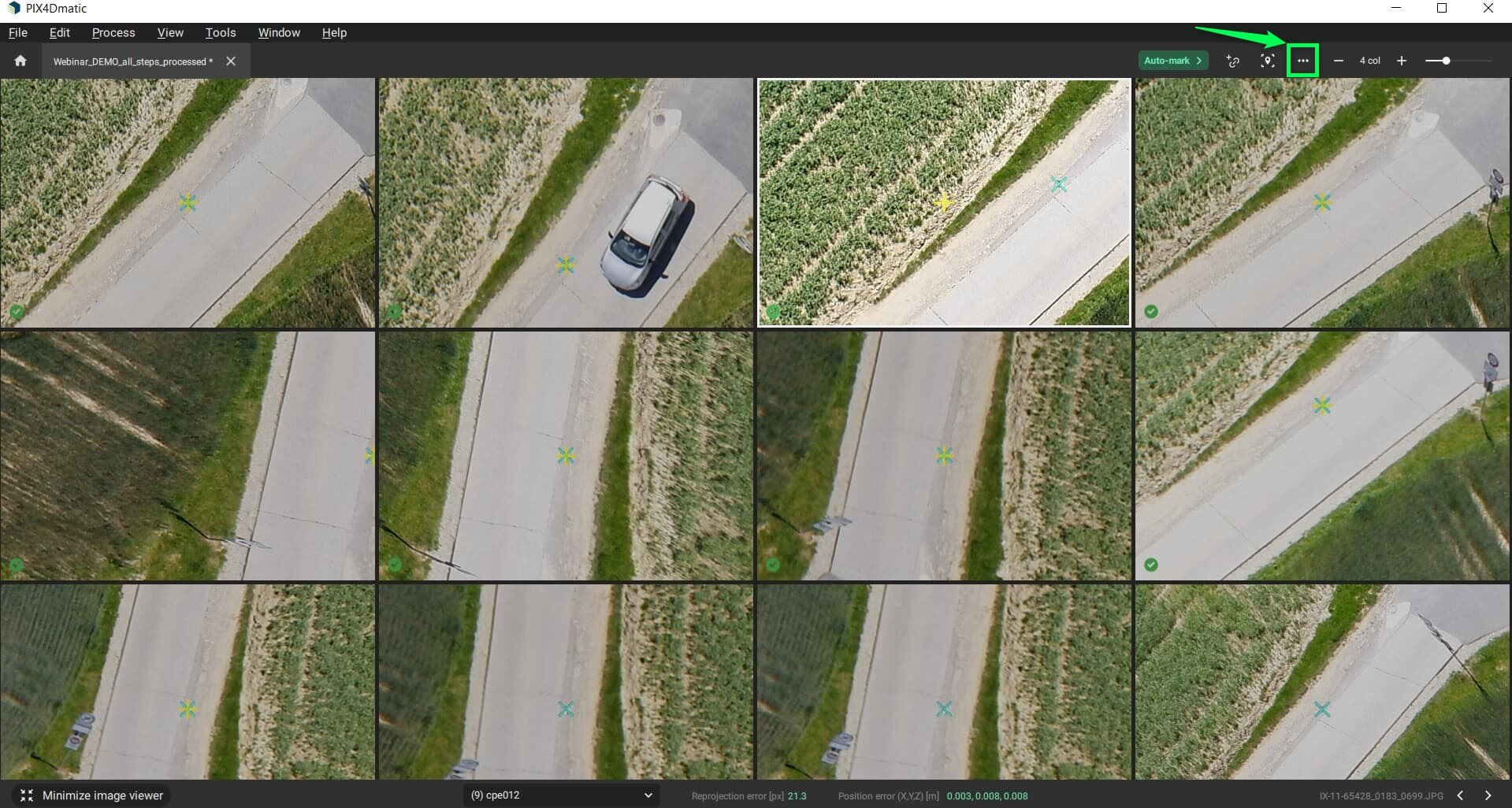 PIX4Dmatic maximized image viewer