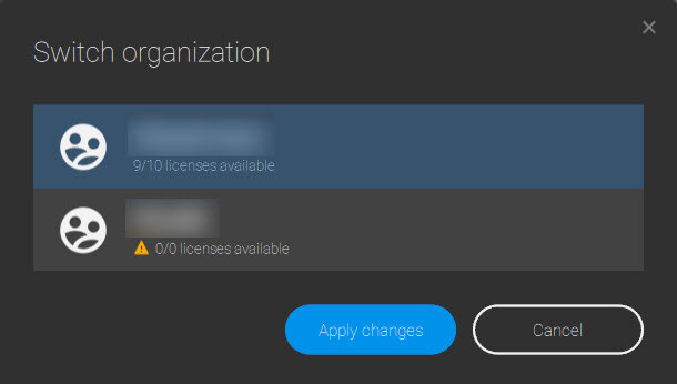 Switch organization PIX4Dsurvey