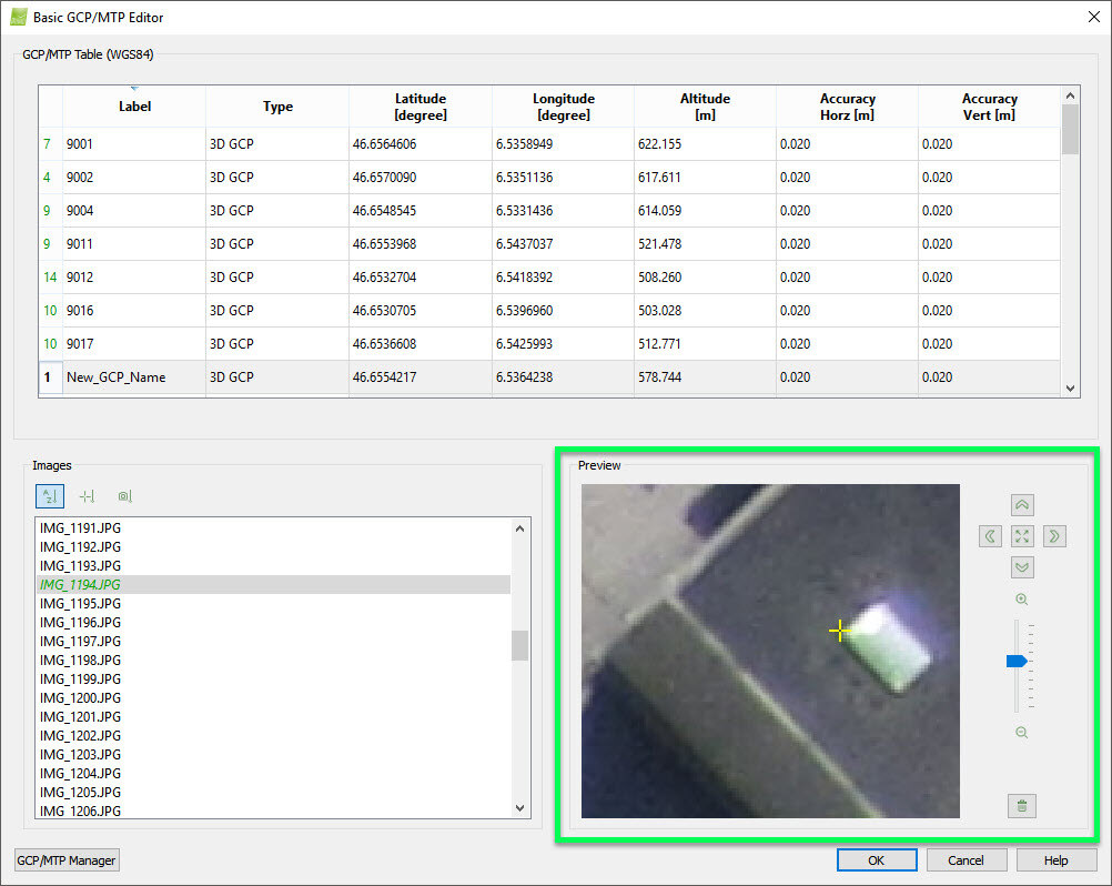 PIX4Dmapper mark gcp in basic gcp mtp editor