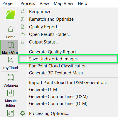 PIX4Dmapper Save Undistorted Images