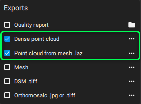 PIX4Dmatic export point clouds