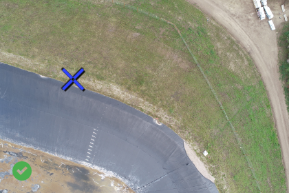 Blue image mark - GCP initial position on the image according to the GCP file.