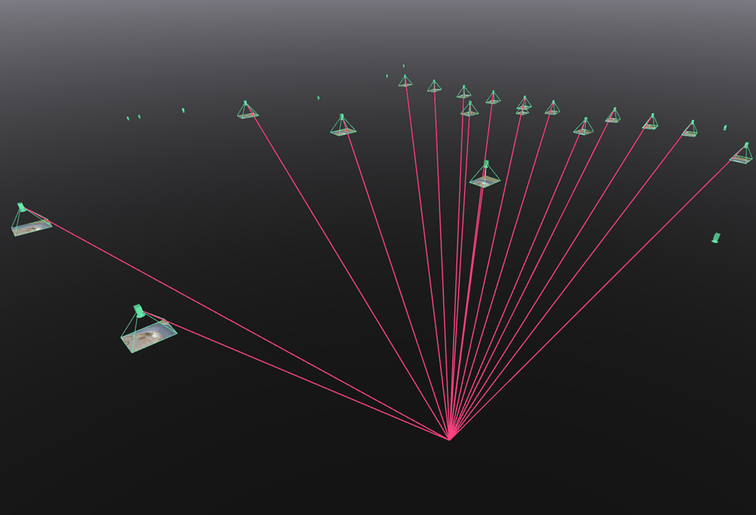 Magenta rays - Indicates images containing marks deemed as outliers.