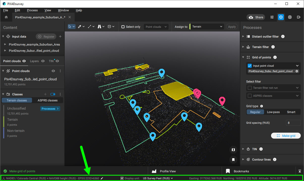 PIX4Dsurvey status bar