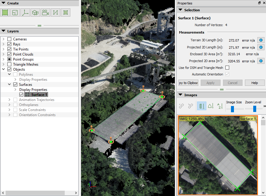 Create new surface window in PIX4Dmapper